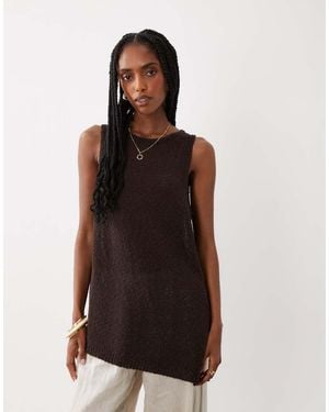 ASOS Top Marrón Moca Acampanado De Tirantes De Punto De Cinta De (Parte De Un Conjunto)
