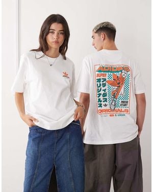 adidas Originals T-Shirt With Retro Gaming Back Graphic - Blue