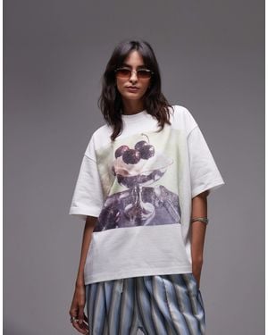 TOPSHOP Graphic Ice Cream Print Oversized Tee - White