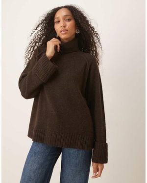 JJXX Roll Neck Oversized Jumper - Brown