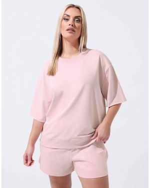Yours Clothing Sweat T-Shirt - Pink