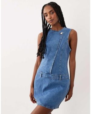 ASOS Asymm Wrap Mini Dress - Blue