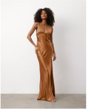 Six Stories Twist Back Satin Bridesmaid Dress - Natural