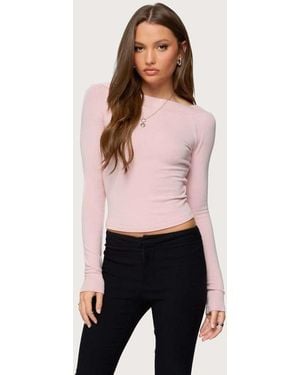 Edikted Embry Boat Neck Raglan Top - Pink