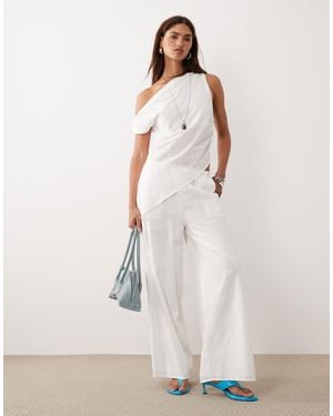 BRONZE SNAKE Tasi Off Shoulder Asymetric Top And Trouser Set - Natural