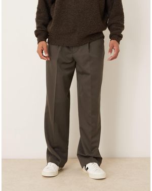 ASOS Smart Pleated Wide Leg Pants - Brown