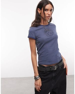 Weekday Fitted Ringer T-shirt With Pretzels Graphic Print - Blue