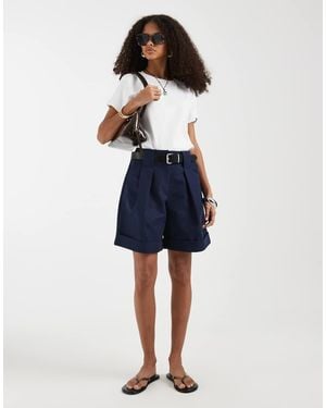 ASOS Tailored Belted Turn Up Shorts - Blue