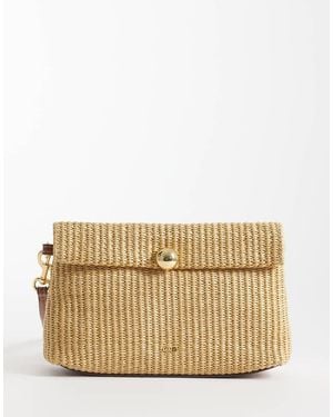 Mango Raffia Look Slouchy Clutch Bag - Natural