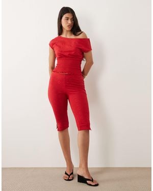 ASOS Co-ord Broderie Capri Pant - Red