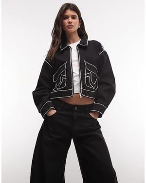 TRUE RELIGION Denim Jack Met Rope Stitch Op De Achterkant - Zwart