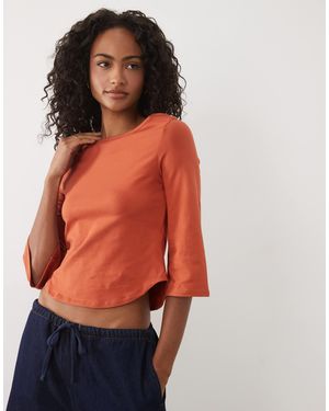 ASOS Oberteil mit 3/4-ärmeln und u-boot-ausschnitt - Orange