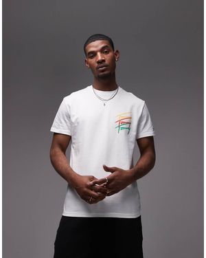 Tommy Hilfiger Camiseta Azul Marino Con Estampado De Logo De Firma Repetido En La Espalda De - Gris