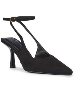 SEQWL Stylish Heeled Slingback Shoes With Ankle Buckle Strap - Black