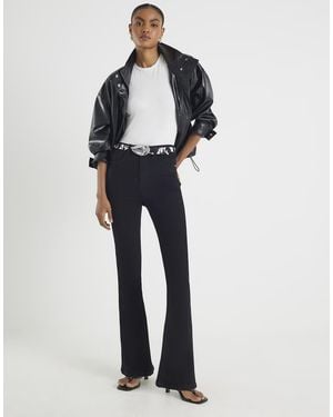 River Island High Rise Sculpt Flare Jeans - Blue