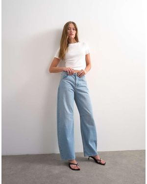 TOPSHOP Barrel Mid Rise Jeans - Blue