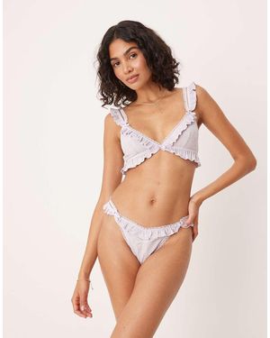 ASOS Taylor Rib Soft Bra And Thong Set - Natural