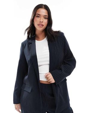 Pieces Plus Pieces Curve Tailored Blazer Co-ord - Blue