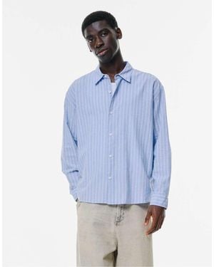 Pull&Bear Striped Long Sleeve Shirt - Blue