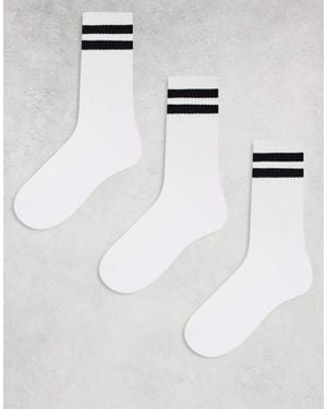New Look – sportsocken mit streifendetail - Weiß