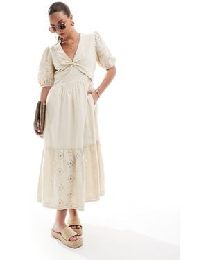 French Connection Cambria Cotton Broderie Midi Dress - Natural
