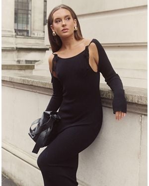 The Frolic X bella stovey – exklusive – geripptes midaxi-pulloverkleid - Schwarz