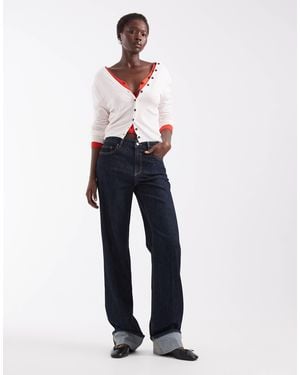 Vero Moda Allison mid-rise straight-leg-jeans mit nahtdetails und umschlag - Blau