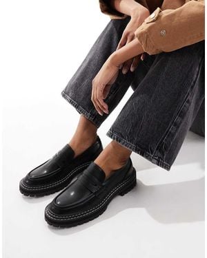 ONLY Mocasines Negros Con Pespuntes En Contraste De