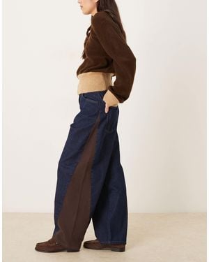 ASOS Barrel Jean With Corduroy Side Panels - Blue