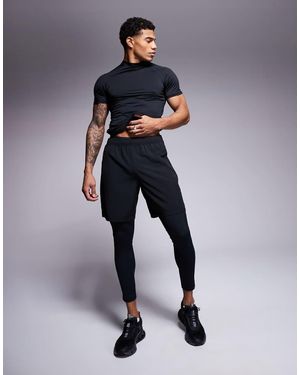 4505 Mallas Interiores Deportivas Negras De Tejido De Secado Rápido Icon De - Negro