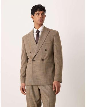 ASOS Regular Double Breasted Suit Jacket - Natural