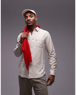 Levi's Sunset 1 Pocket Linen Cotton Mix Shirt Regular Fit - Grey