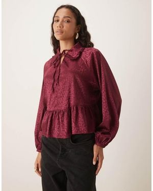 Glamorous Tie Front Blouse - Red