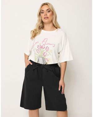 Yours Clothing Denim Jorts - White
