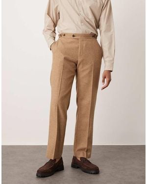 ASOS Smart Straight Leg Wool Blend Trousers - Natural