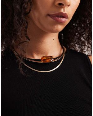 ASOS Double Row Necklace With Resin Stone - Black