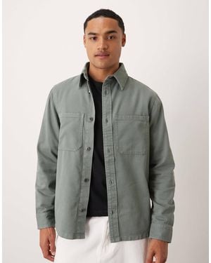 Mango – hemdjacke aus baumwolle - Grau