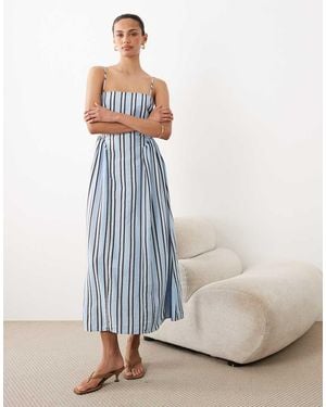 New Look Stripe Strappy Midi Dress - Blue