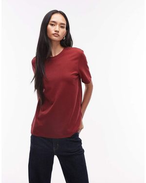ARKET Rich Cotton Stretch Heavyweight Interlock Short Sleeve T-shirt - Red