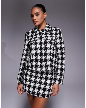 River Island Houndstooth Two Pocket Cropped Jacket - Grey