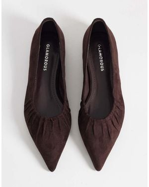 Glamorous Pointed Toe Ruched Ballet Flats - Black
