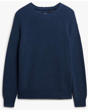 Superdry Relaxed Ribbed Knitted Jumper - Blue
