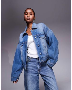 GOOD AMERICAN Chaqueta Vaquera Azul Añil Con Pedrería De