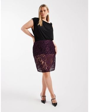 ASOS Asos Design Curve Sheer Lace Knee Length Skirt - Red