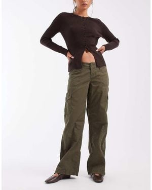 Hollister Pantalones De Pernera Ancha De Talle Bajo Con Cintura Ajustable En-Verde