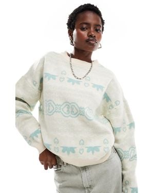 Daisy Street – strickpullover mit rundhalsausschnitt und norwegermuster - Grau
