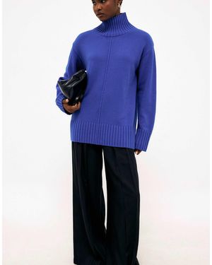 NA-KD Strickpullover mit rollkragen und nahtdetail - Blau