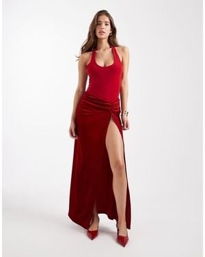 Miss Selfridge Halter Neck Maxi Dress - Red