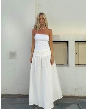 NA-KD Gathered Maxi Cotton Skirt - White
