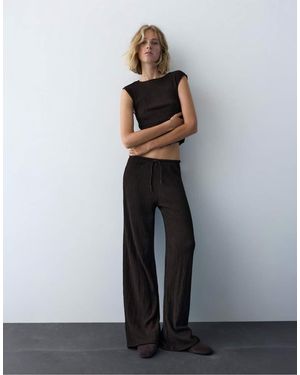 Pull&Bear Wide-leg Crepe Trousers - Grey